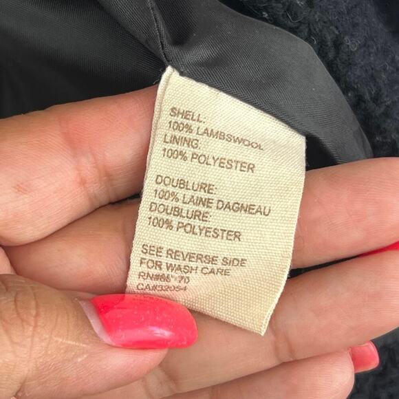 FREE PEOPLE BLACK WAFFLE WEAVE CROPPED LAMBSWOOL JACKET womens size large - Picture 7 of 7